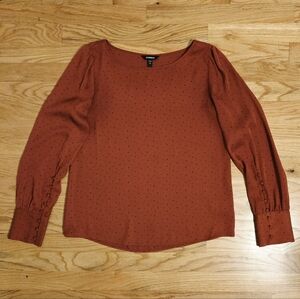 Express Blouse in Terra Cotta/Dots, Size S